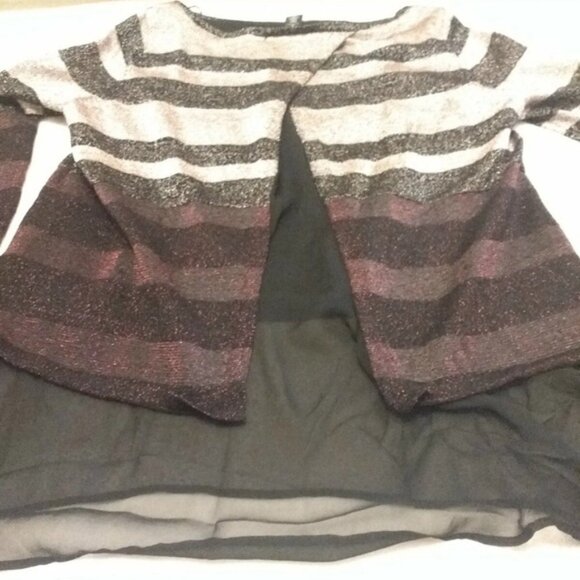 White House Black Market Striped Sheer Hem Blouse - Picture 13 of 13